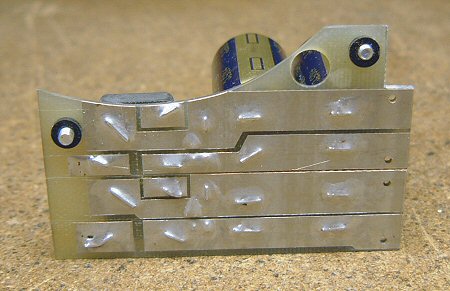 View of the underside of the assembled PCB