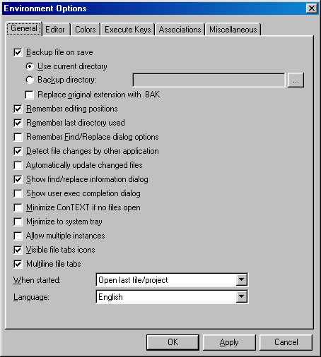 Context options