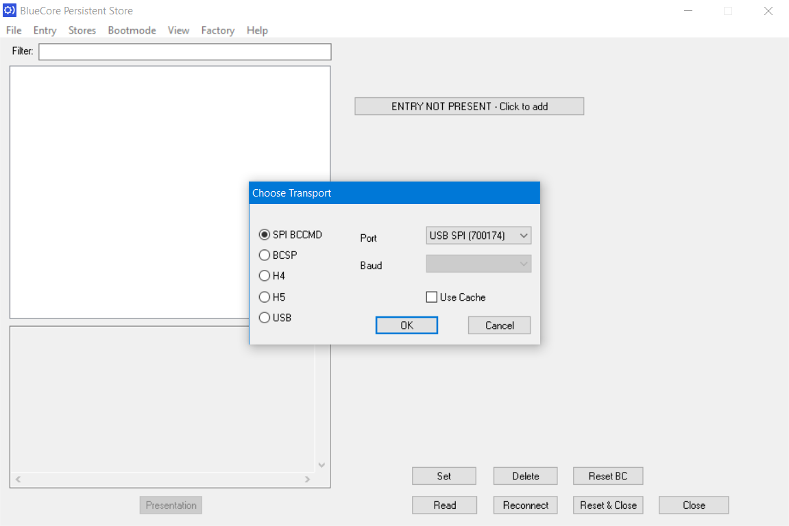 Startup screen of PSTool, showing USB-SPI selection